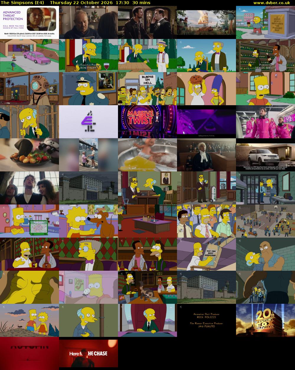 The Simpsons (E4) Thursday 22 October 2026 17:30 - 18:00