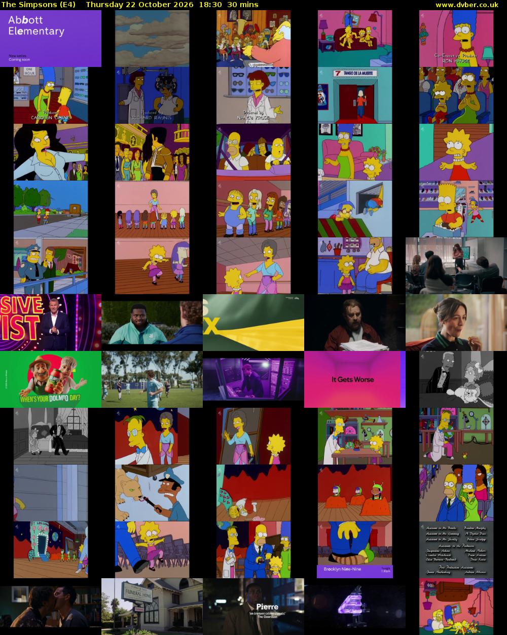 The Simpsons (E4) Thursday 22 October 2026 18:30 - 19:00
