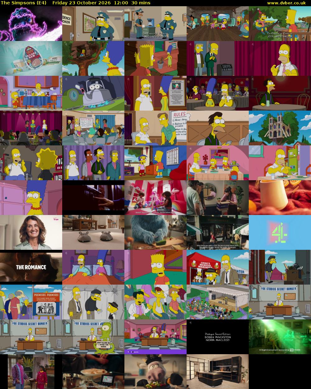 The Simpsons (E4) Friday 23 October 2026 12:00 - 12:30