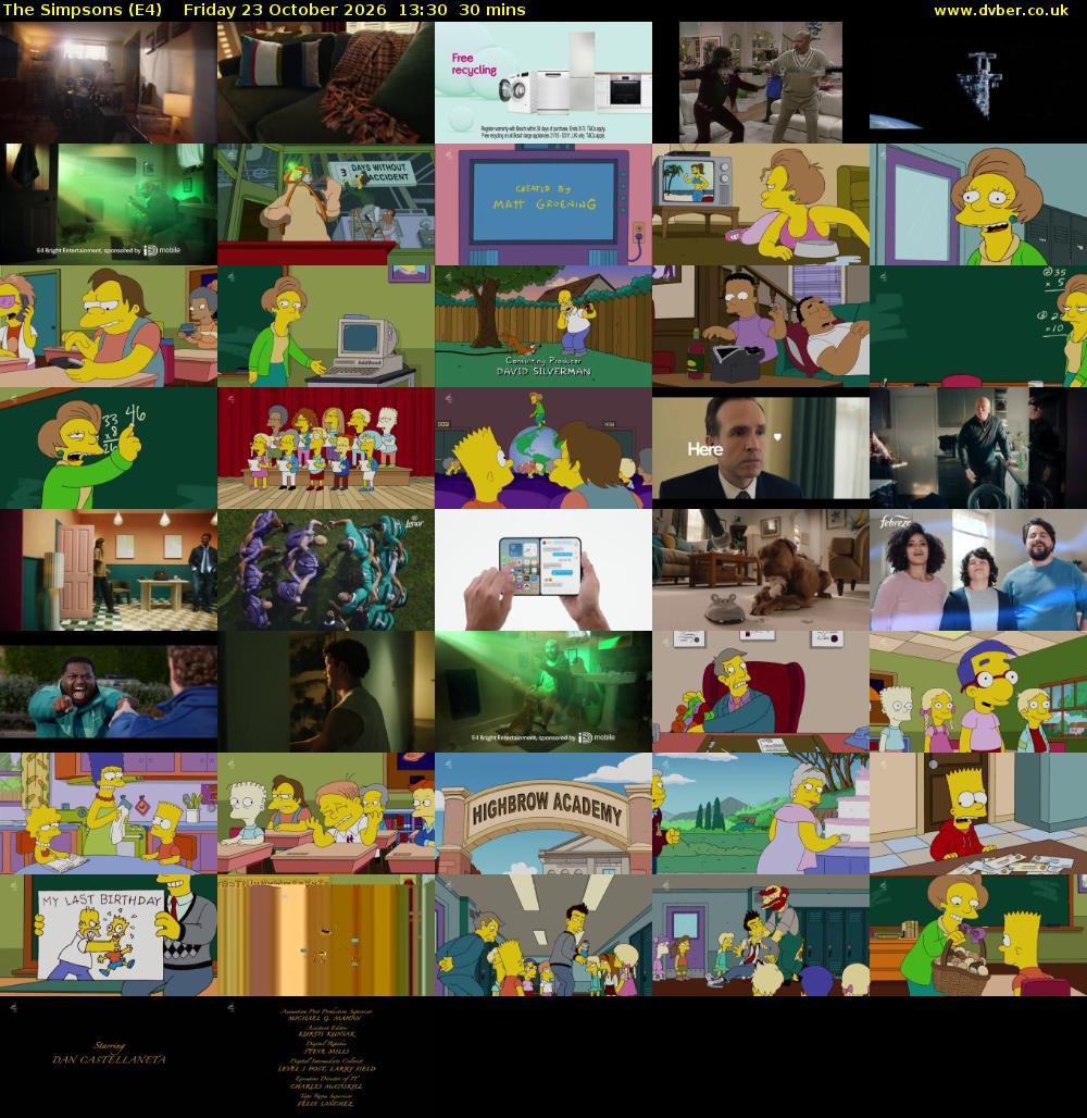 The Simpsons (E4) Friday 23 October 2026 13:30 - 14:00