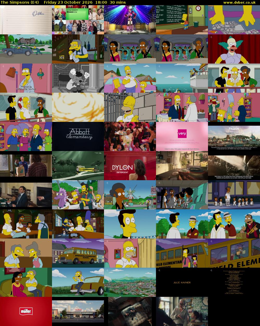 The Simpsons (E4) Friday 23 October 2026 18:00 - 18:30