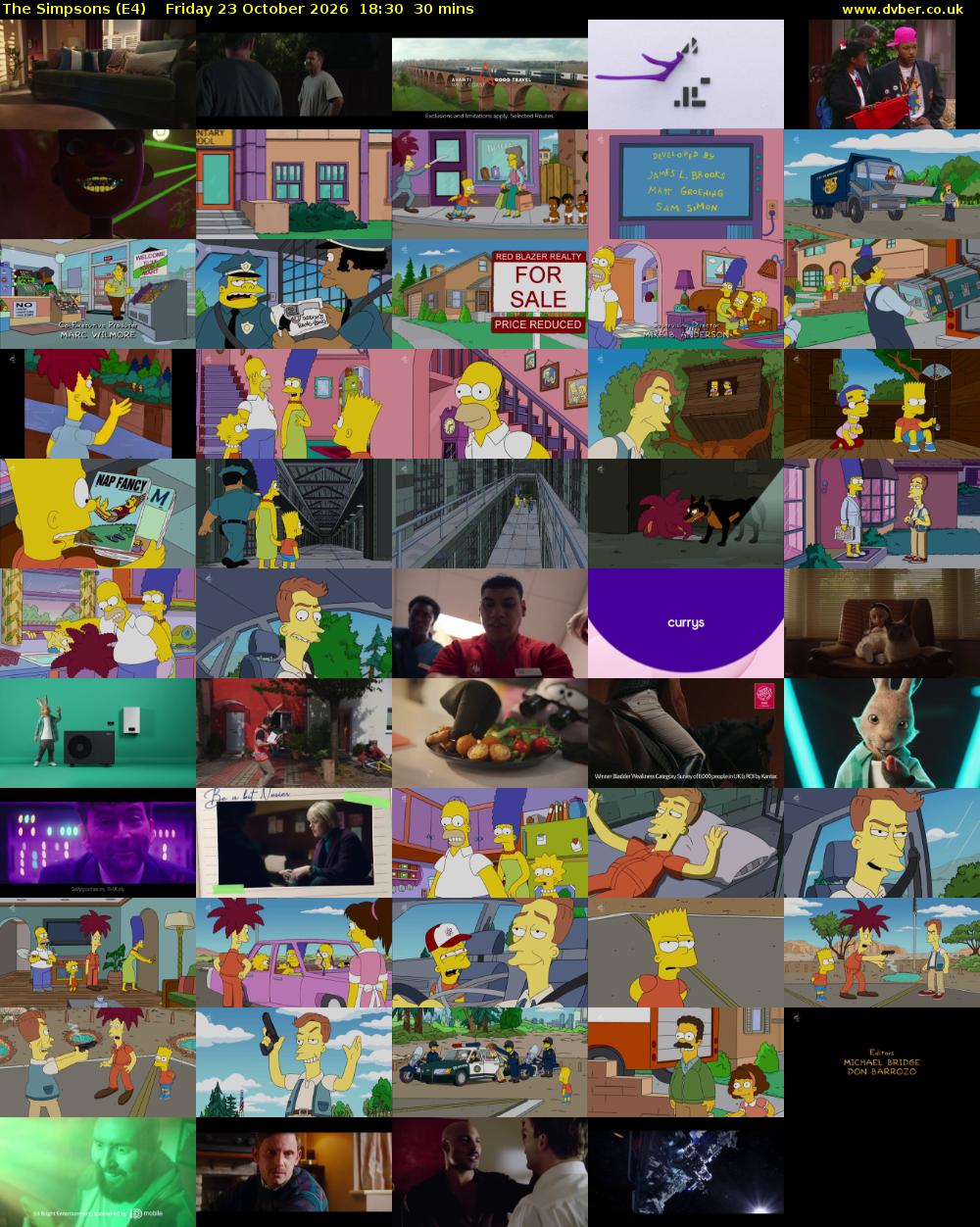 The Simpsons (E4) Friday 23 October 2026 18:30 - 19:00