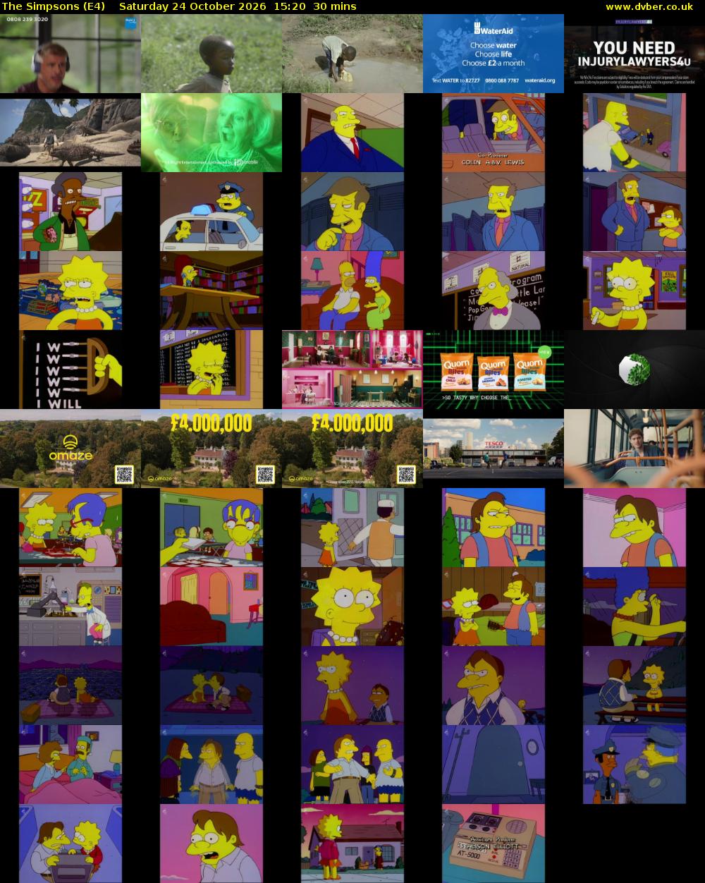 The Simpsons (E4) Saturday 24 October 2026 15:20 - 15:50