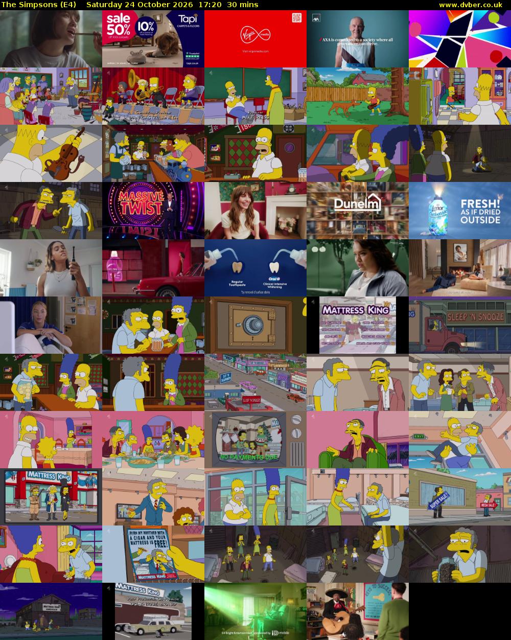 The Simpsons (E4) Saturday 24 October 2026 17:20 - 17:50
