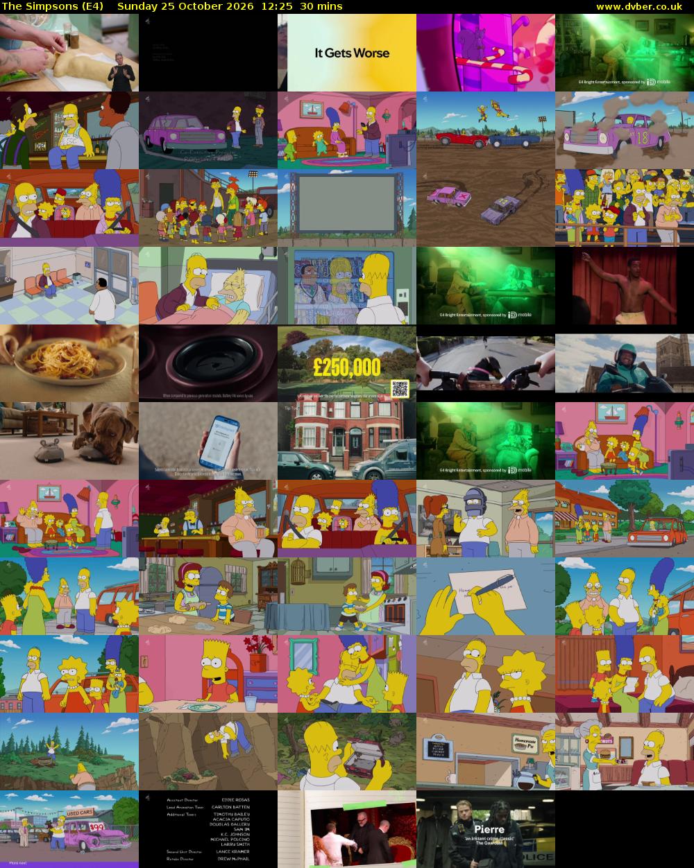 The Simpsons (E4) Sunday 25 October 2026 12:25 - 12:55