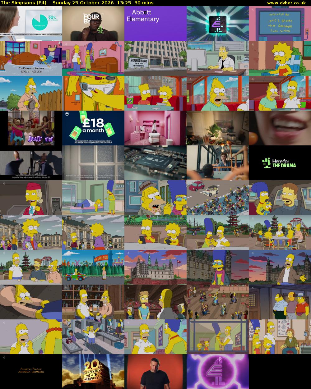 The Simpsons (E4) Sunday 25 October 2026 13:25 - 13:55