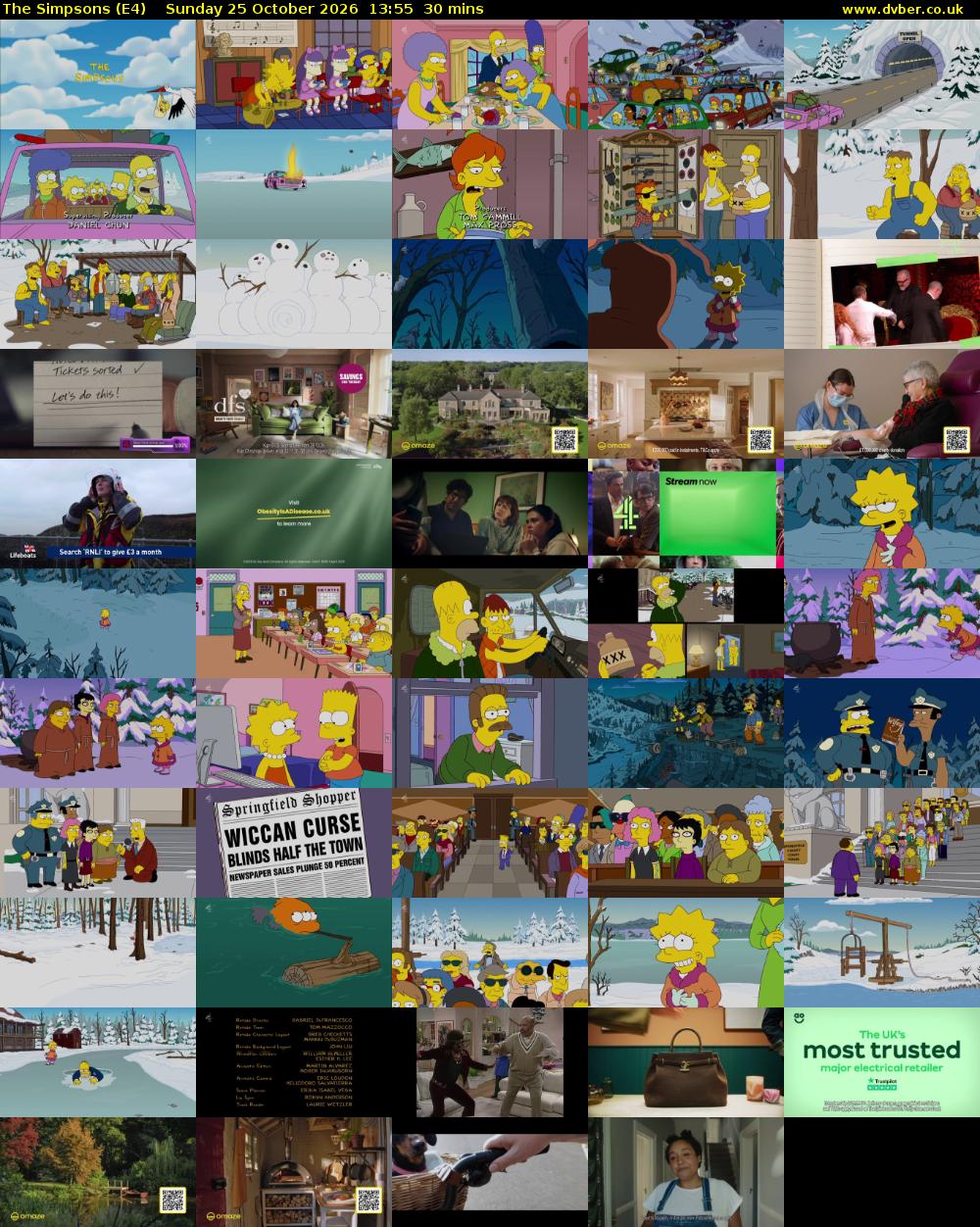 The Simpsons (E4) Sunday 25 October 2026 13:55 - 14:25