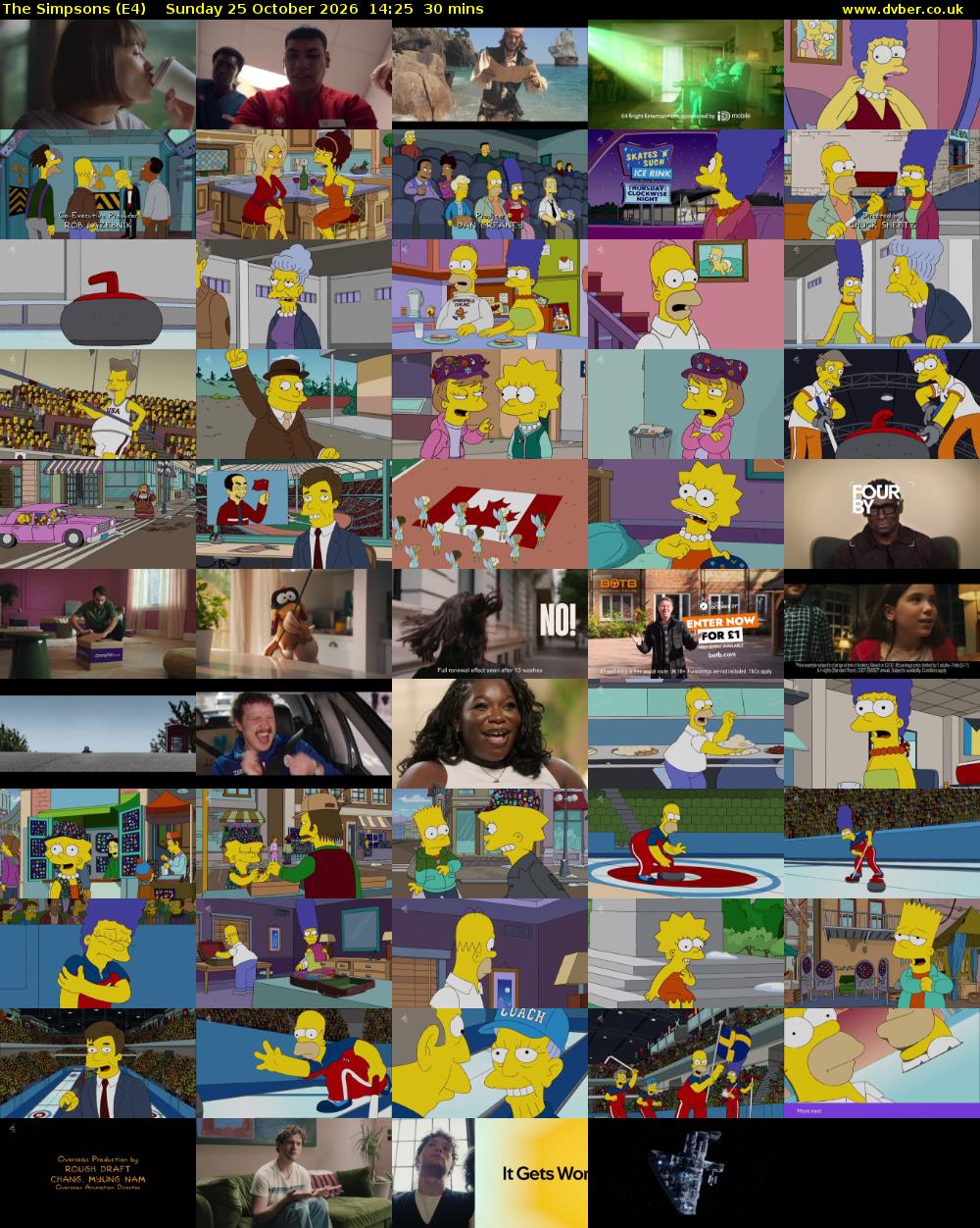 The Simpsons (E4) Sunday 25 October 2026 14:25 - 14:55