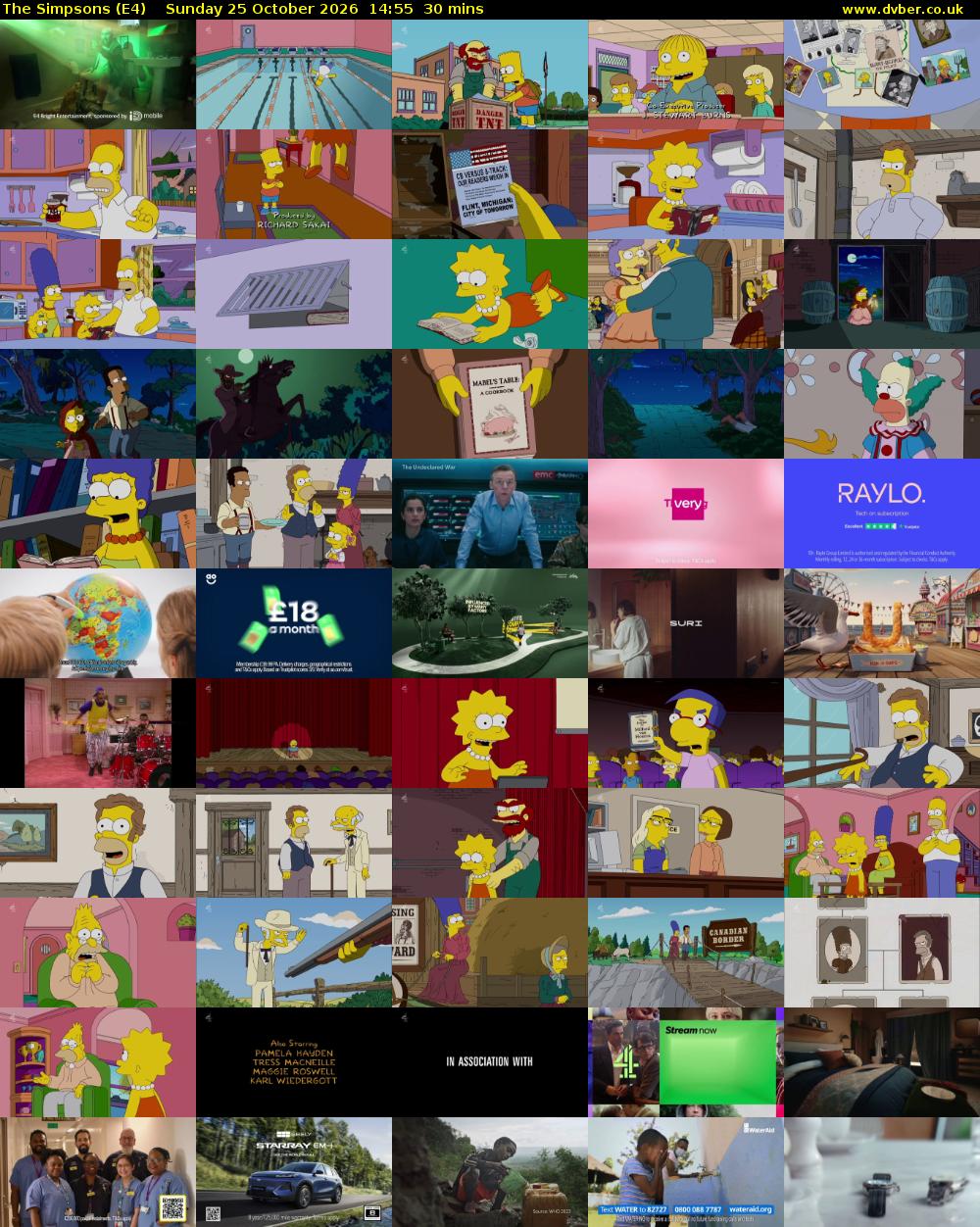 The Simpsons (E4) Sunday 25 October 2026 14:55 - 15:25