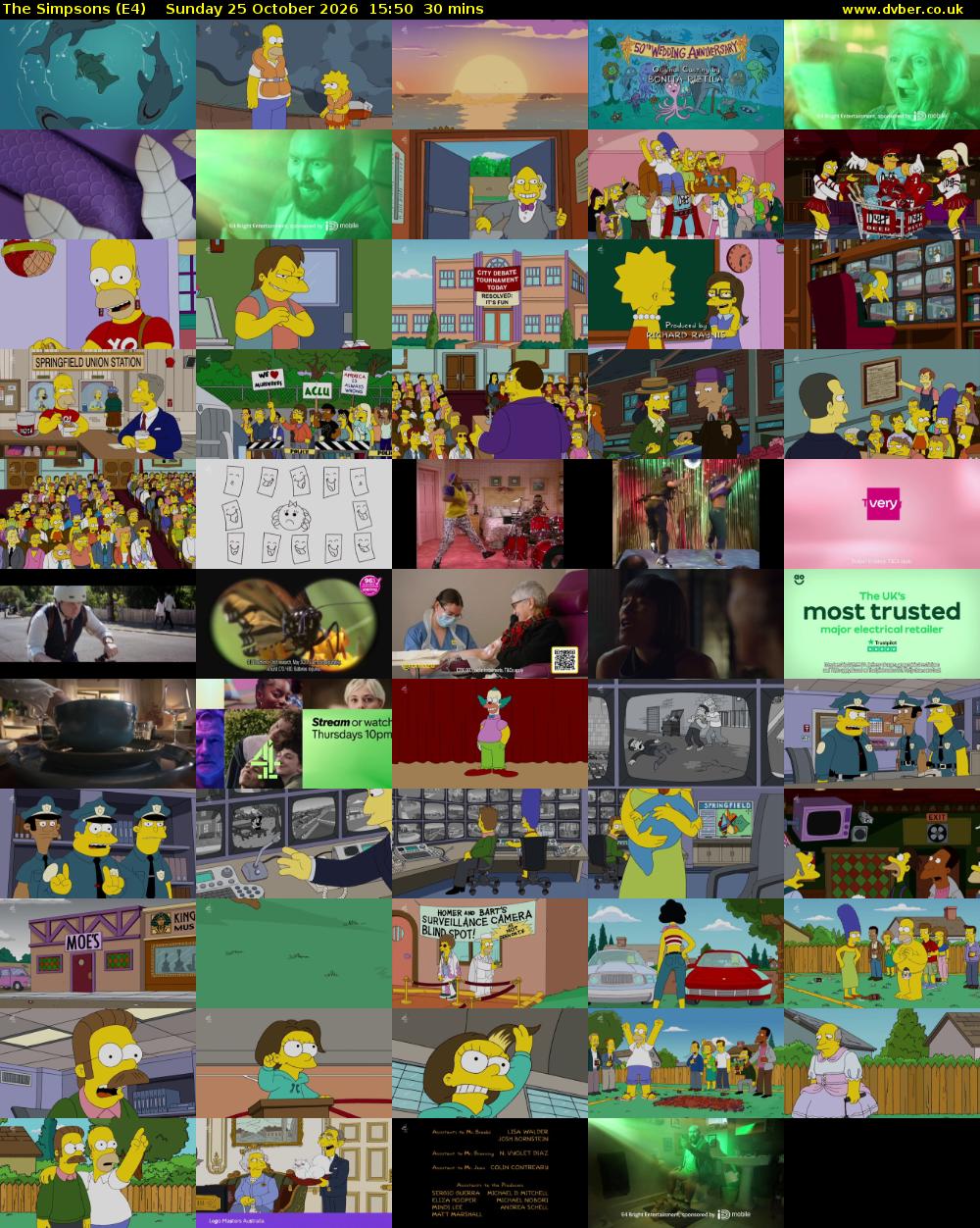 The Simpsons (E4) Sunday 25 October 2026 15:50 - 16:20