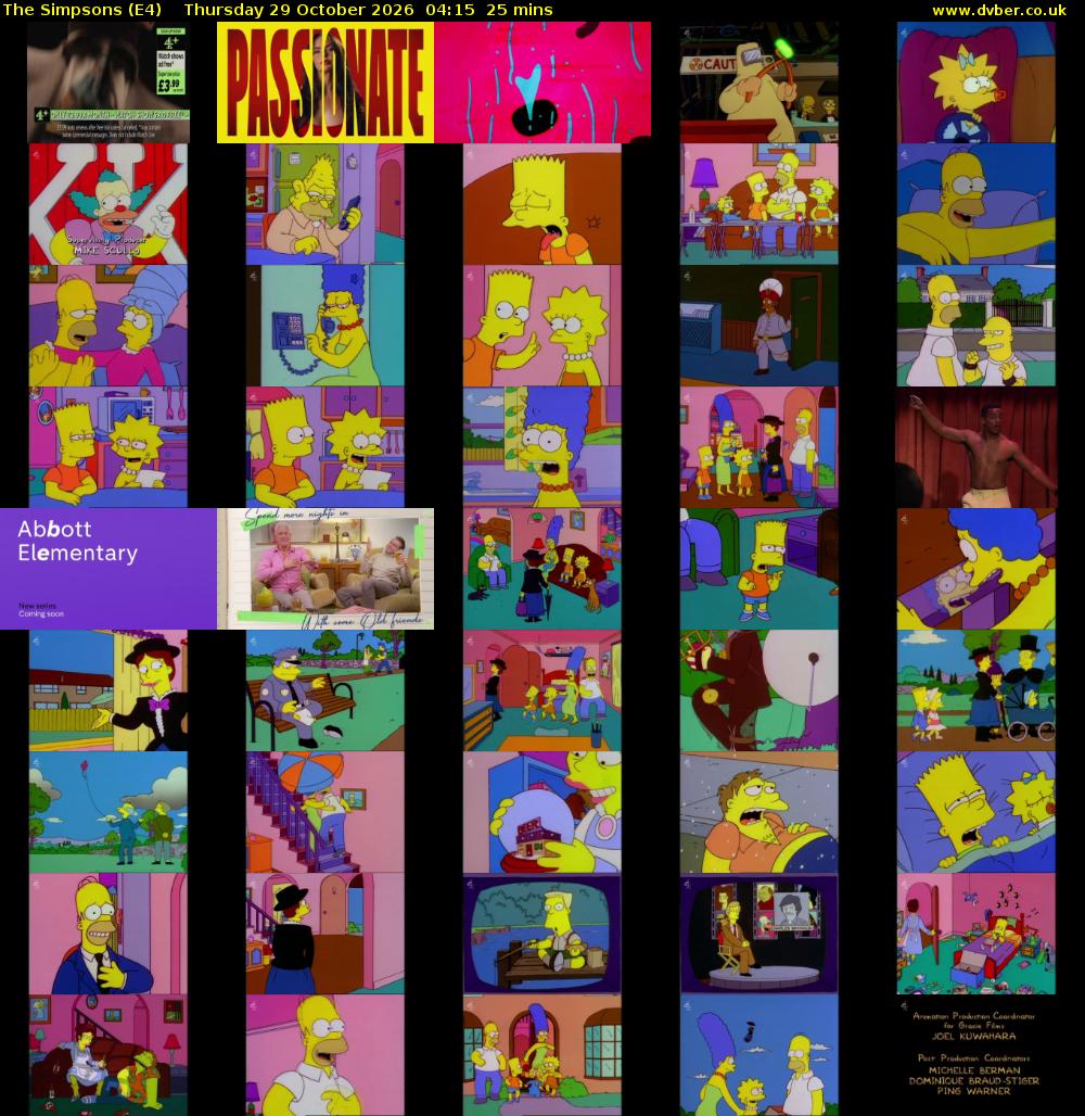 The Simpsons (E4) Thursday 29 October 2026 04:15 - 04:40
