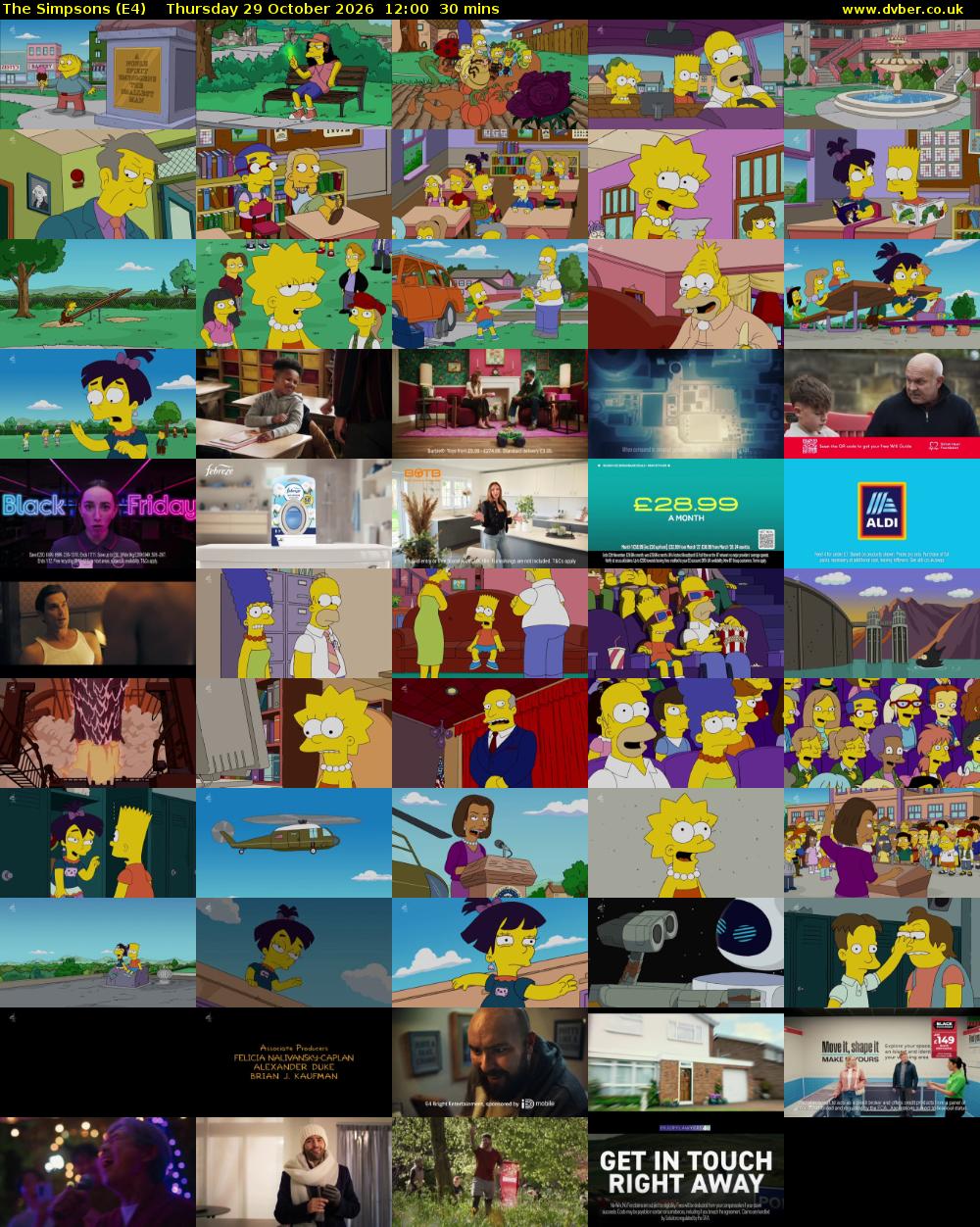 The Simpsons (E4) Thursday 29 October 2026 12:00 - 12:30