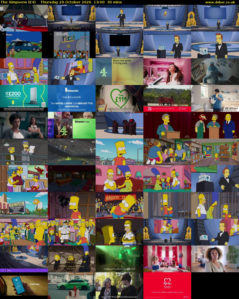 The Simpsons (E4) Thursday 29 October 2026 13:00 - 13:30