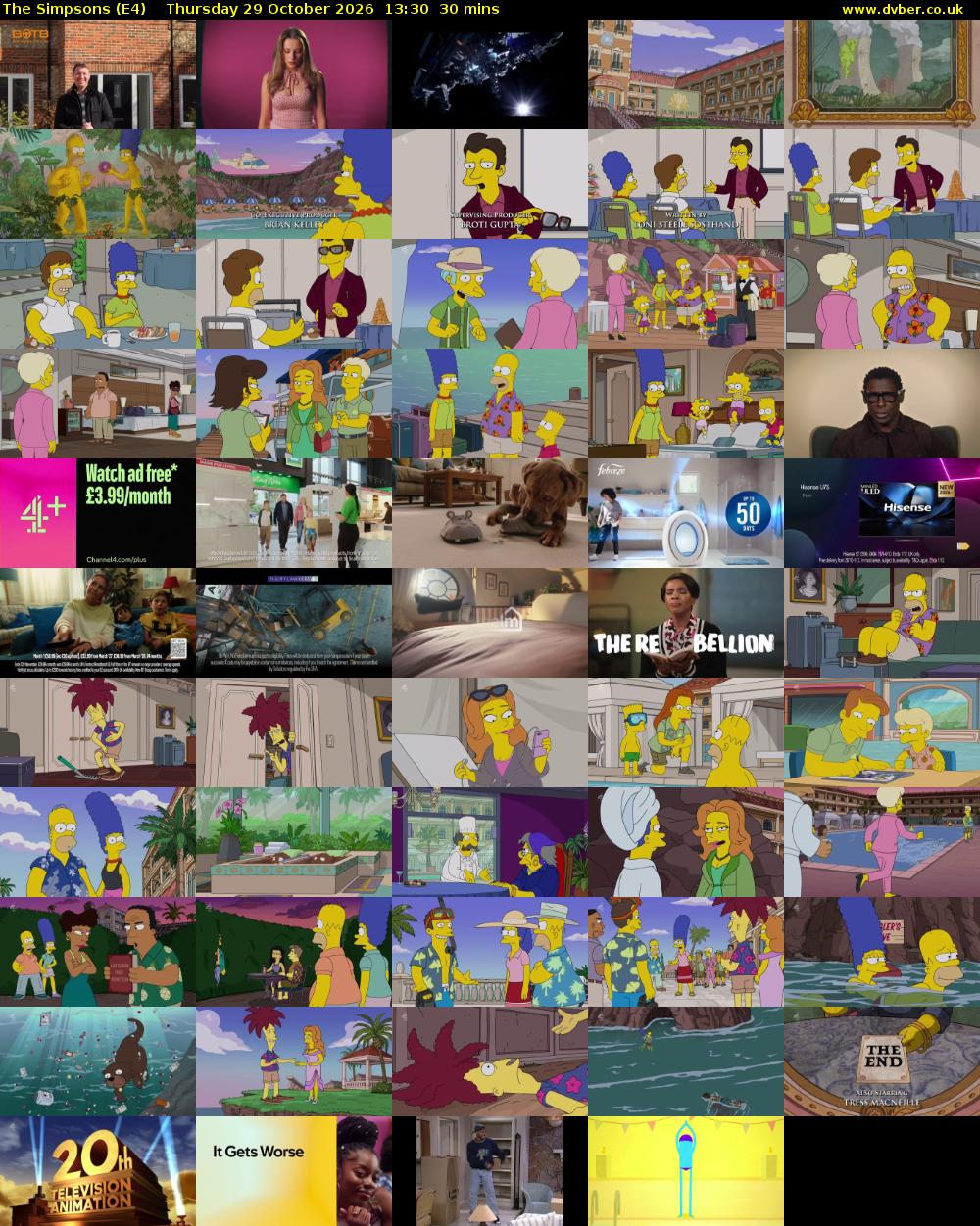 The Simpsons (E4) Thursday 29 October 2026 13:30 - 14:00
