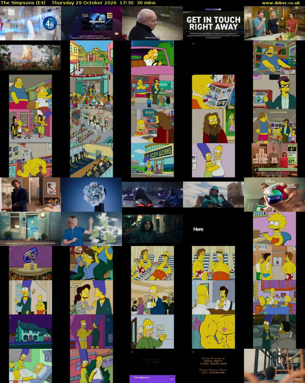 The Simpsons (E4) Thursday 29 October 2026 17:30 - 18:00