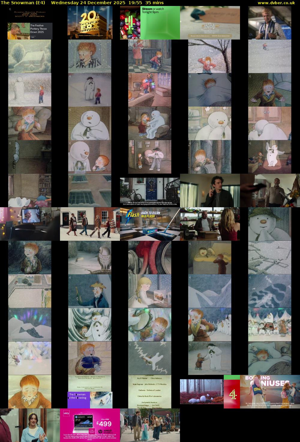 The Snowman (E4) Wednesday 24 December 2025 19:55 - 20:30