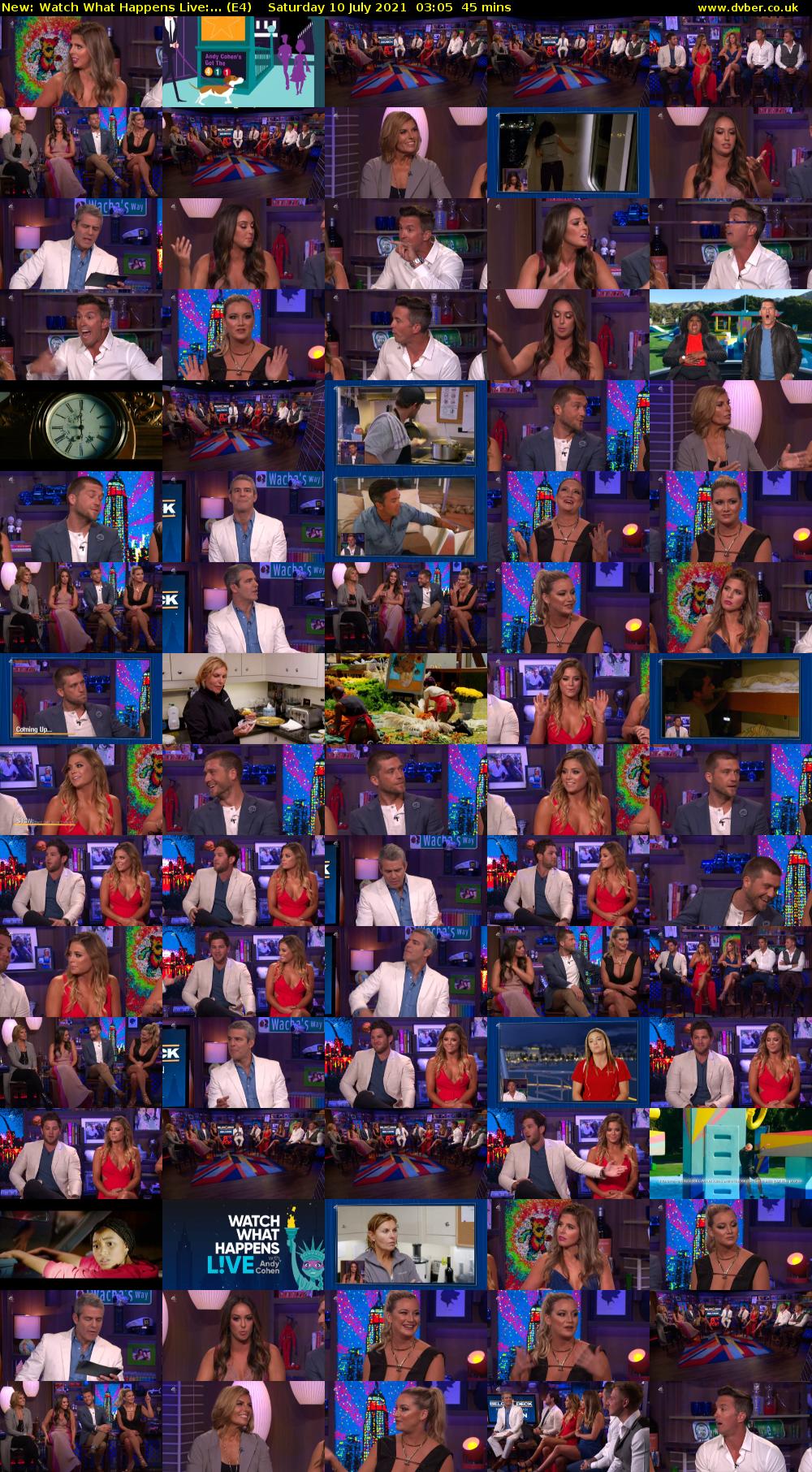 Watch What Happens Live:... (E4) Saturday 10 July 2021 03:05 - 03:50