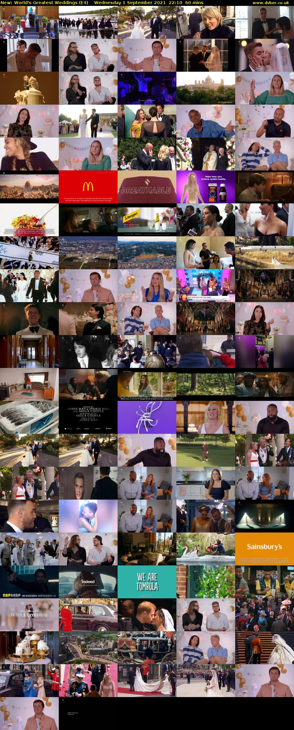 World's Greatest Weddings (E4) Wednesday 1 September 2021 22:10 - 23:10