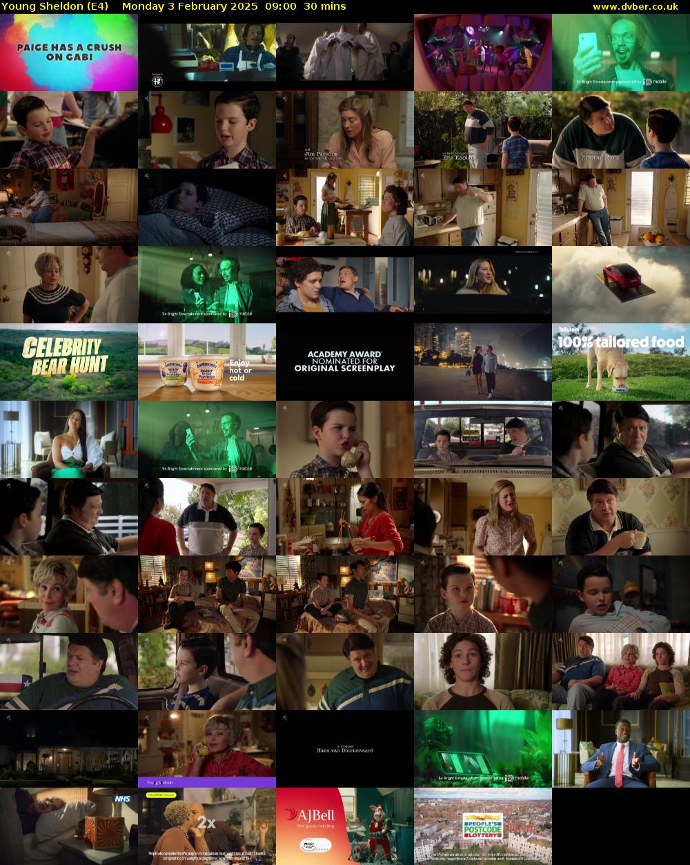 Young Sheldon (E4) Monday 3 February 2025 09:00 - 09:30