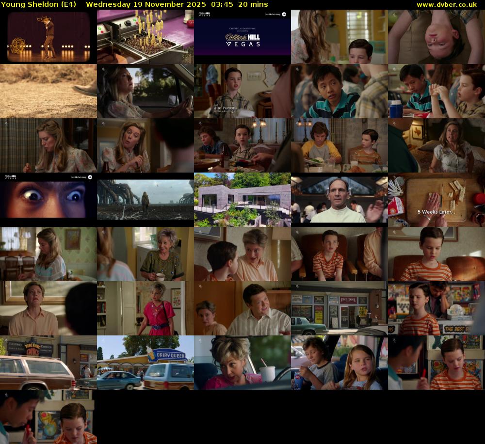 Young Sheldon (E4) Wednesday 19 November 2025 03:45 - 04:05