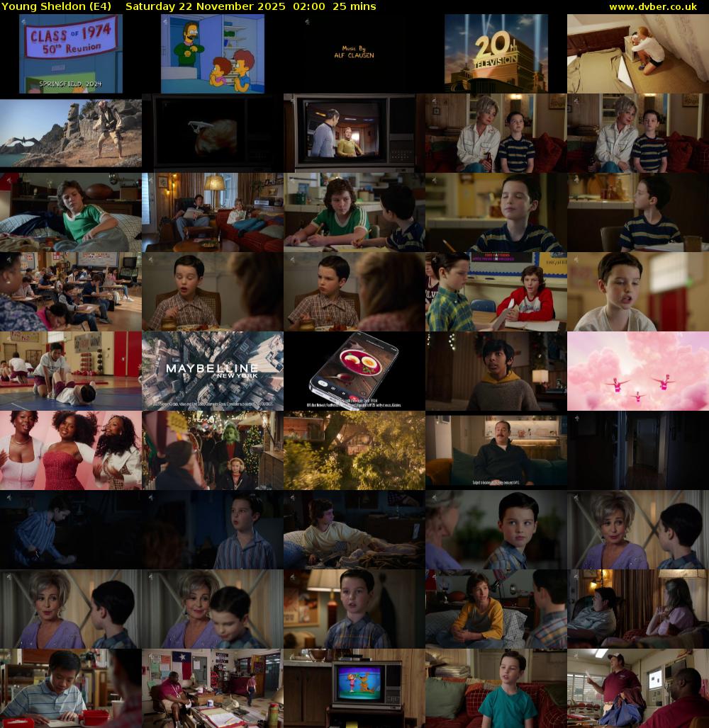 Young Sheldon (E4) Saturday 22 November 2025 02:00 - 02:25