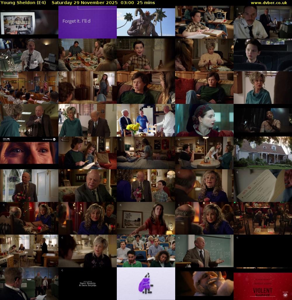 Young Sheldon (E4) Saturday 29 November 2025 03:00 - 03:25