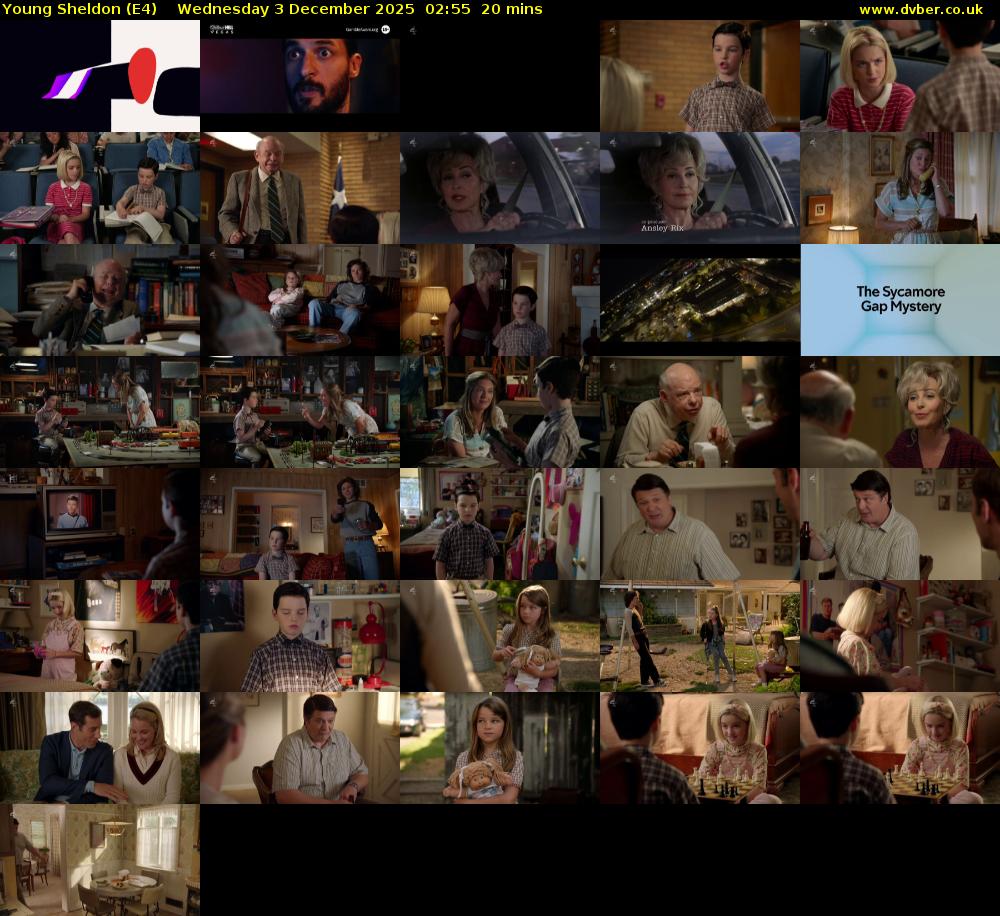Young Sheldon (E4) Wednesday 3 December 2025 02:55 - 03:15