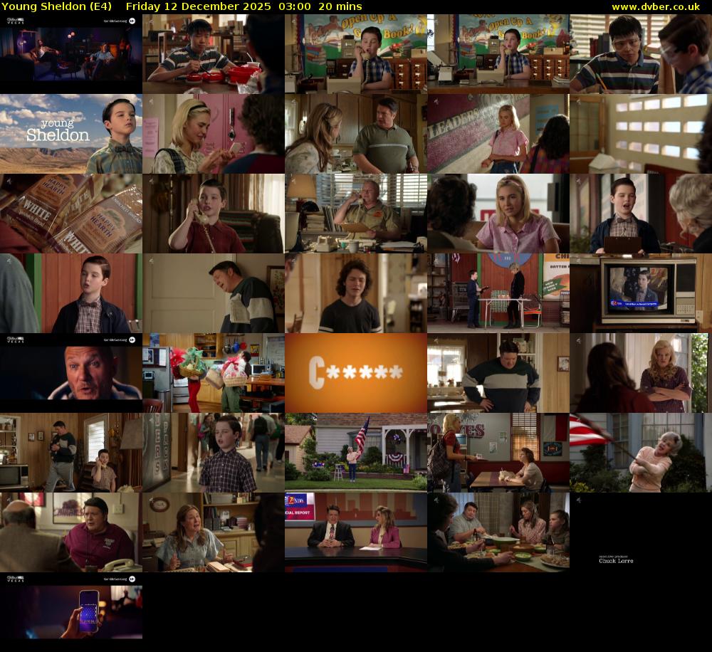 Young Sheldon (E4) Friday 12 December 2025 03:00 - 03:20