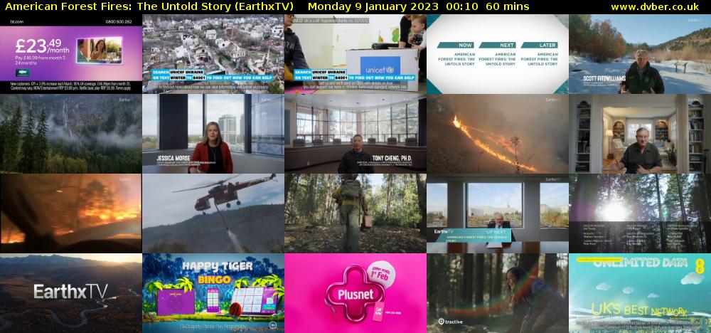  American Forest Fires: The Untold Story (EarthxTV) Monday 9 January 2023 00:10 - 01:10