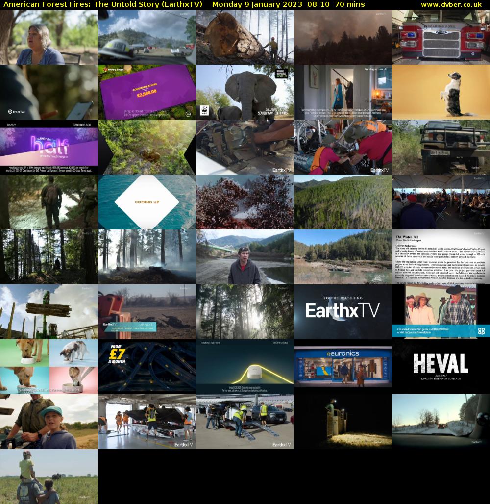  American Forest Fires: The Untold Story (EarthxTV) Monday 9 January 2023 08:10 - 09:20