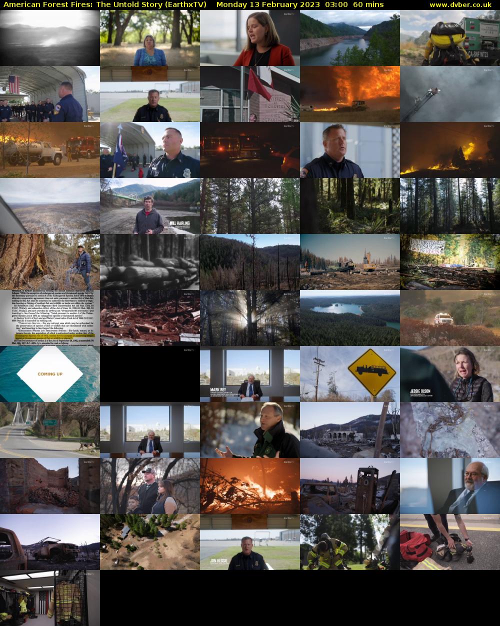  American Forest Fires: The Untold Story (EarthxTV) Monday 13 February 2023 03:00 - 04:00