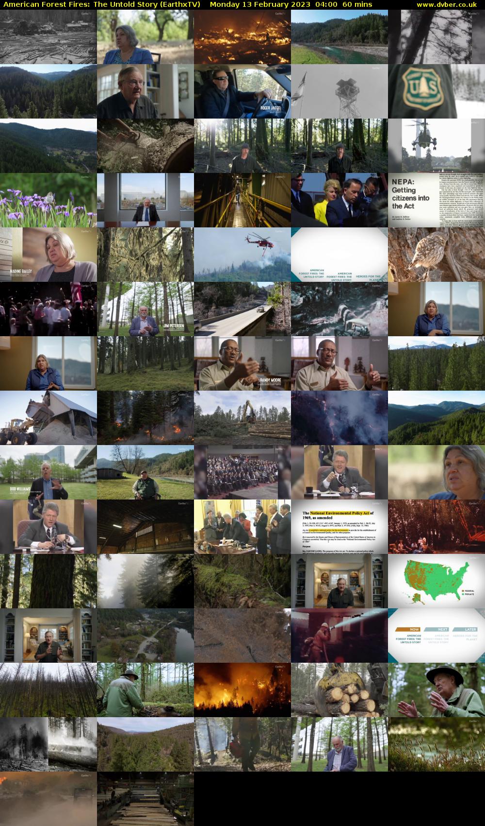  American Forest Fires: The Untold Story (EarthxTV) Monday 13 February 2023 04:00 - 05:00