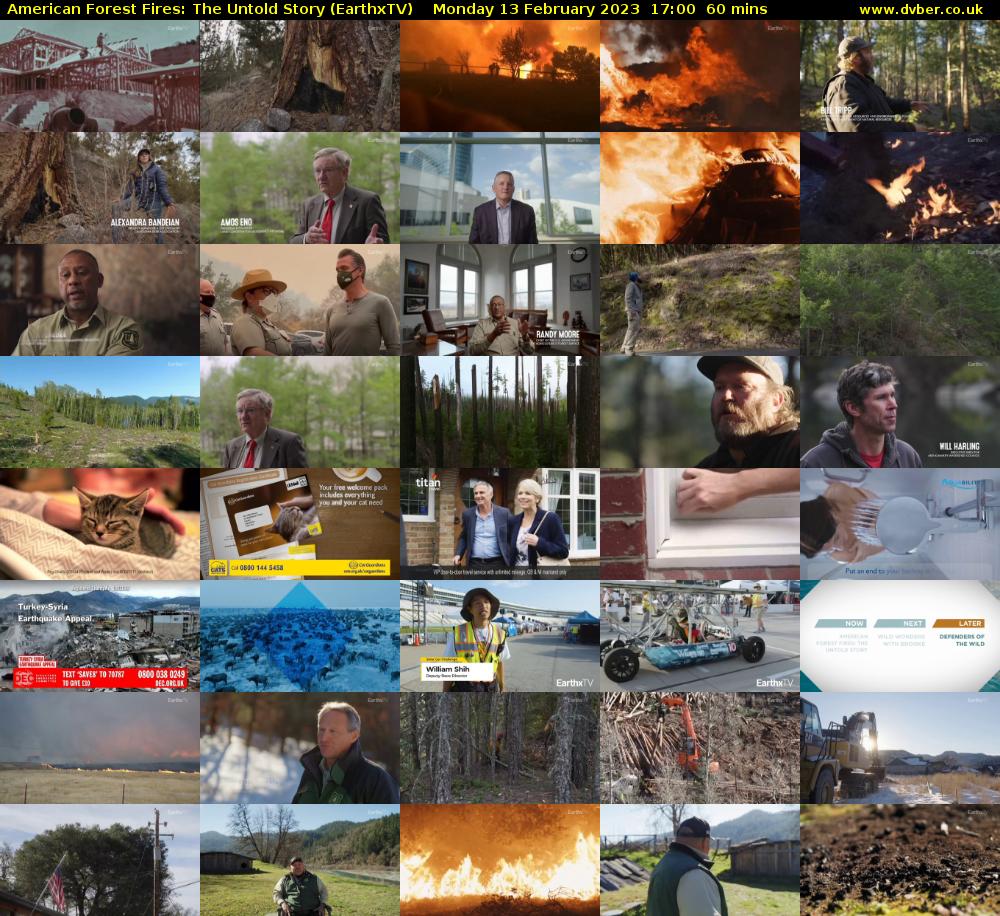  American Forest Fires: The Untold Story (EarthxTV) Monday 13 February 2023 17:00 - 18:00