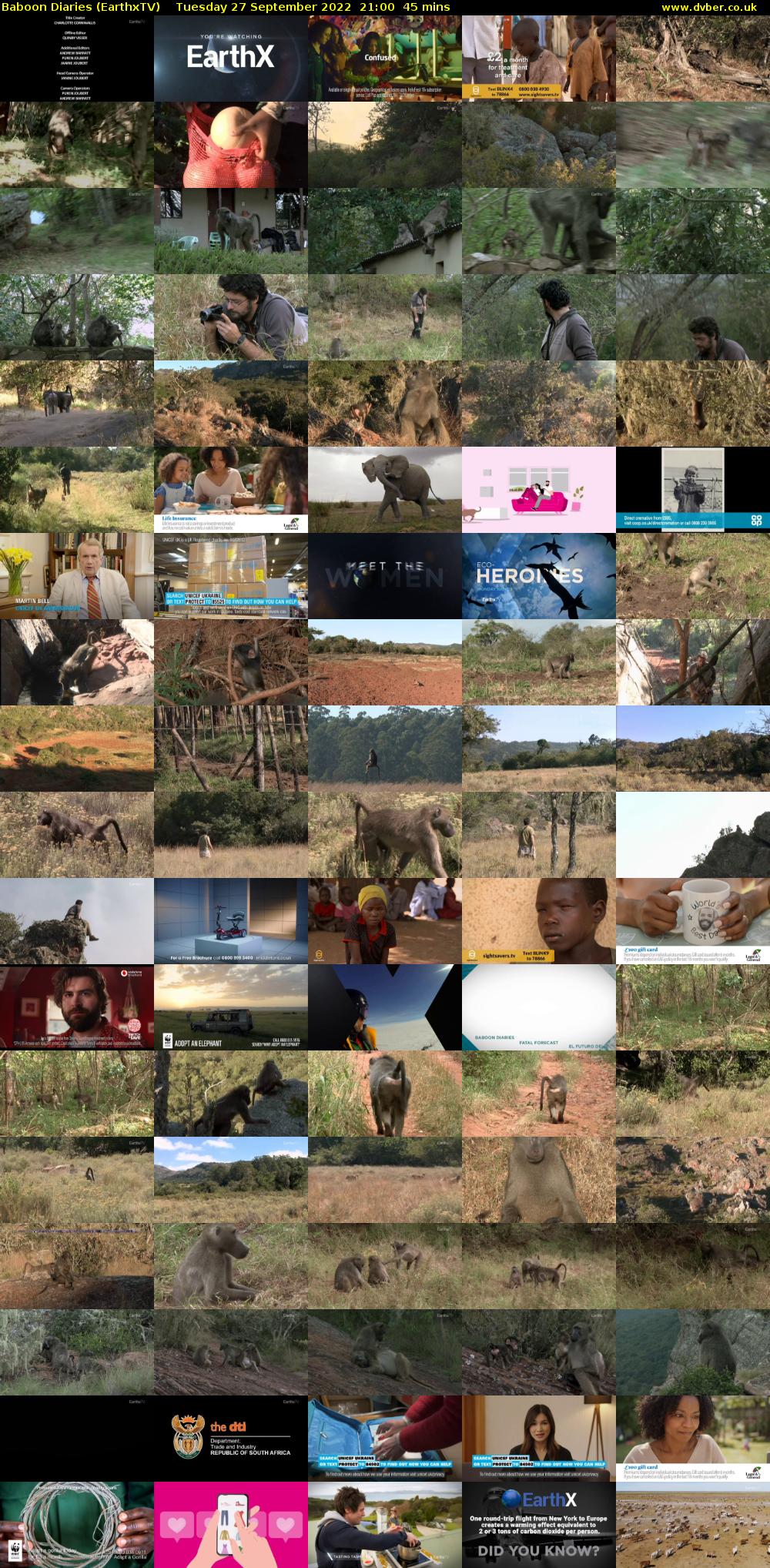 Baboon Diaries (EarthxTV) Tuesday 27 September 2022 21:00 - 21:45