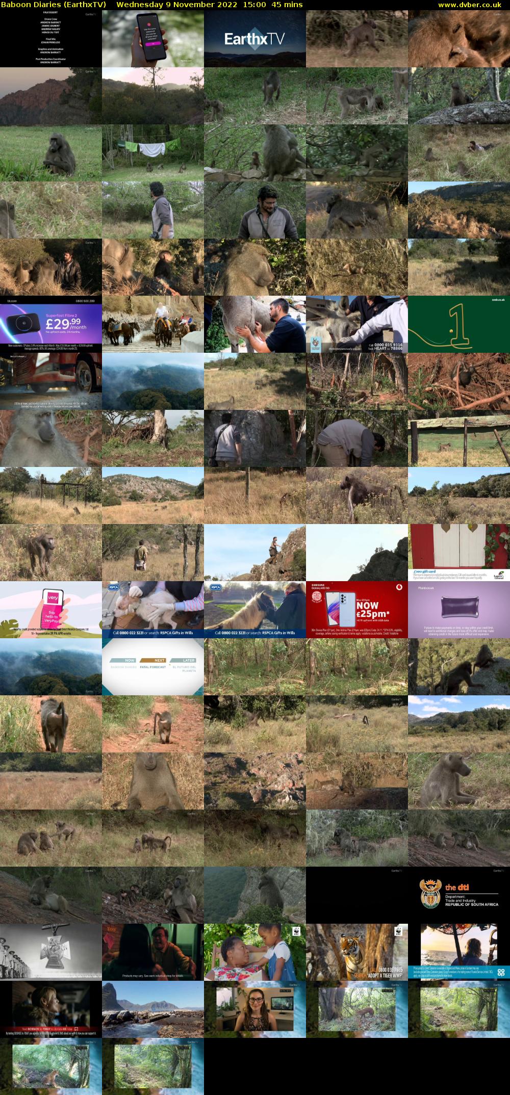 Baboon Diaries (EarthxTV) Wednesday 9 November 2022 15:00 - 15:45