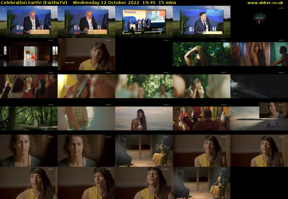 Celebration Earth! (EarthxTV) Wednesday 12 October 2022 19:45 - 20:00
