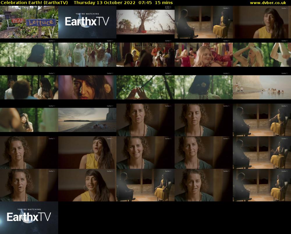 Celebration Earth! (EarthxTV) Thursday 13 October 2022 07:45 - 08:00