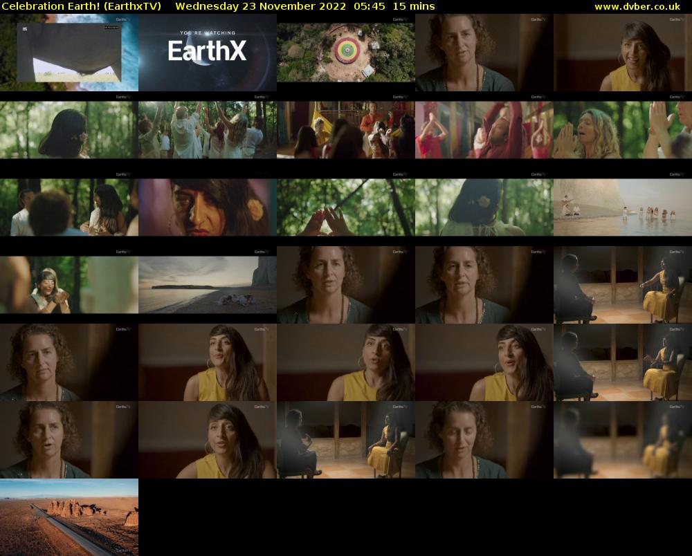 Celebration Earth! (EarthxTV) Wednesday 23 November 2022 05:45 - 06:00