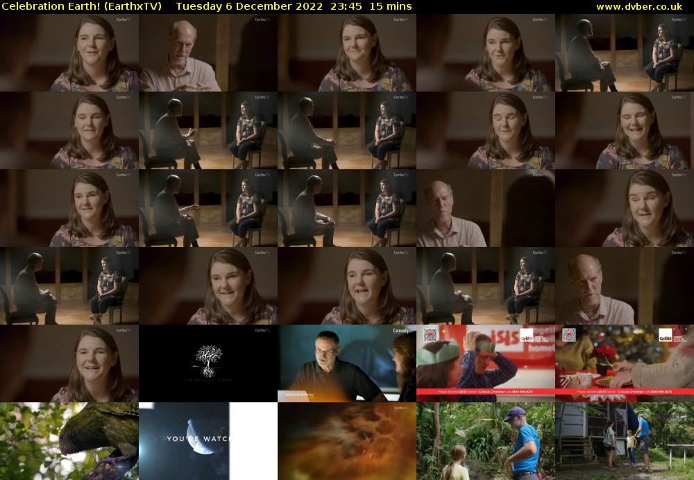 Celebration Earth! (EarthxTV) Tuesday 6 December 2022 23:45 - 00:00