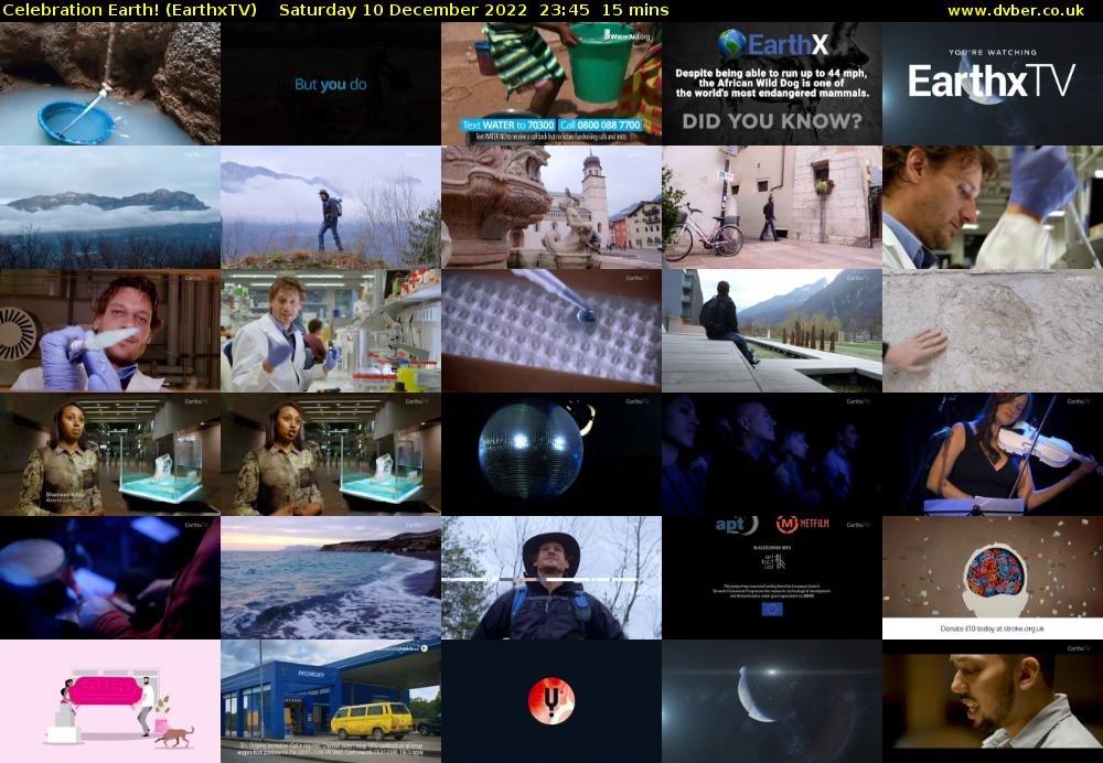 Celebration Earth! (EarthxTV) Saturday 10 December 2022 23:45 - 00:00