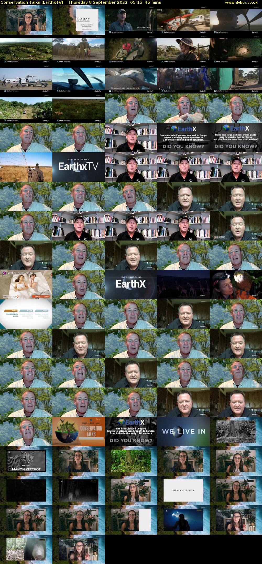 Conservation Talks (EarthxTV) Thursday 8 September 2022 05:15 - 06:00