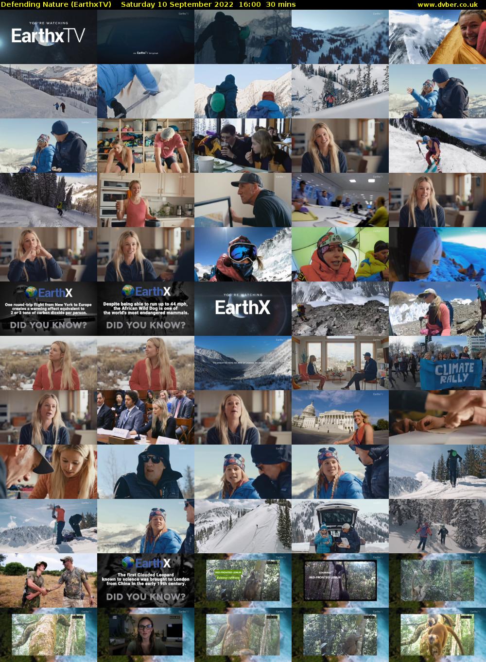 Defending Nature (EarthxTV) Saturday 10 September 2022 16:00 - 16:30