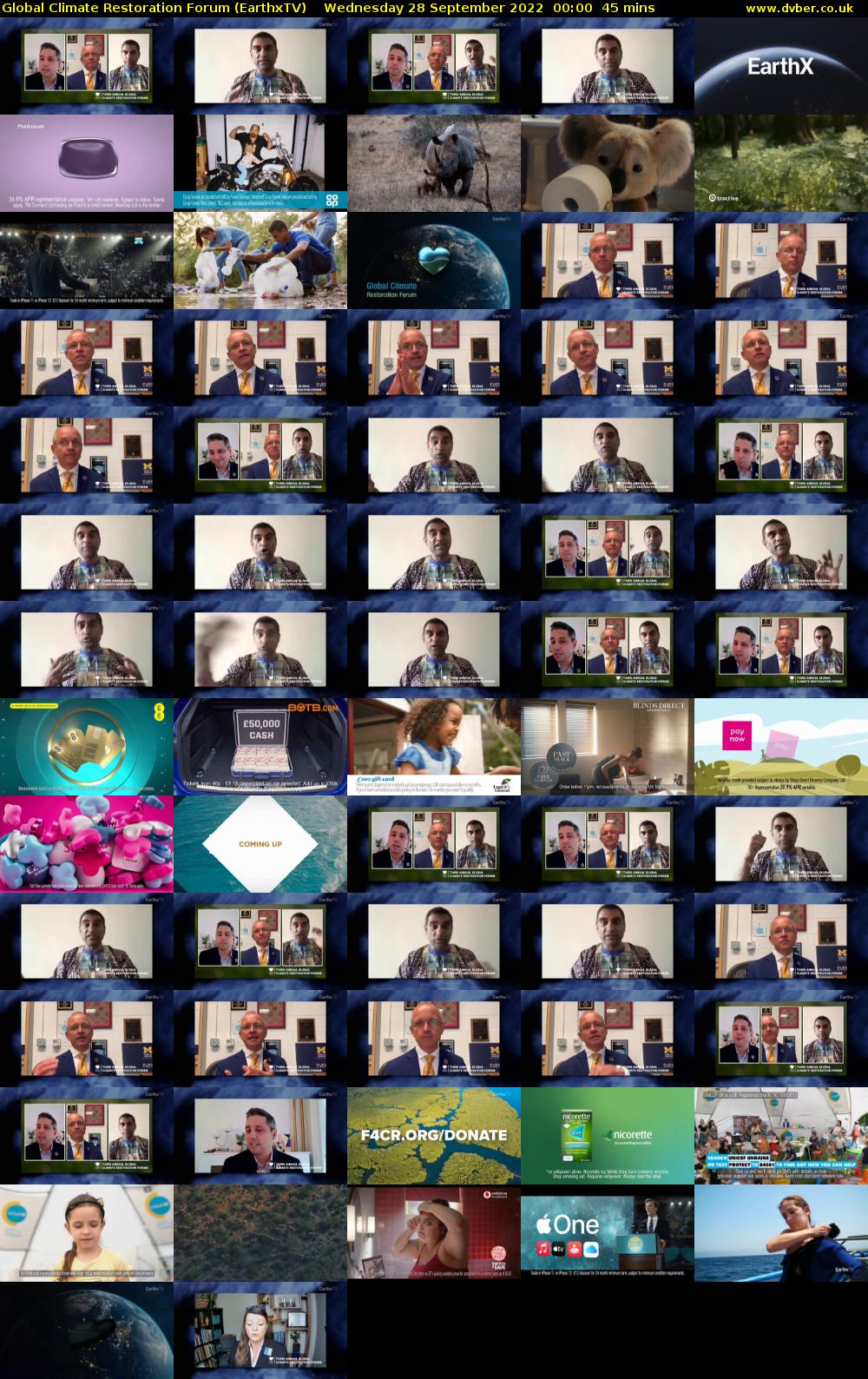 Global Climate Restoration Forum (EarthxTV) Wednesday 28 September 2022 00:00 - 00:45