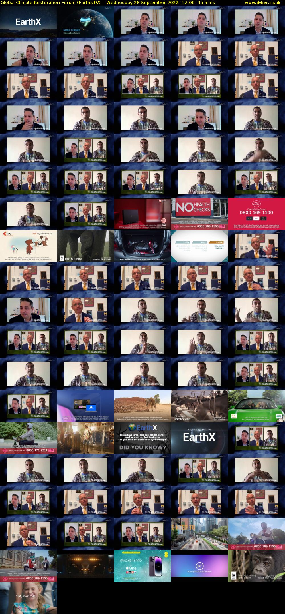 Global Climate Restoration Forum (EarthxTV) Wednesday 28 September 2022 12:00 - 12:45