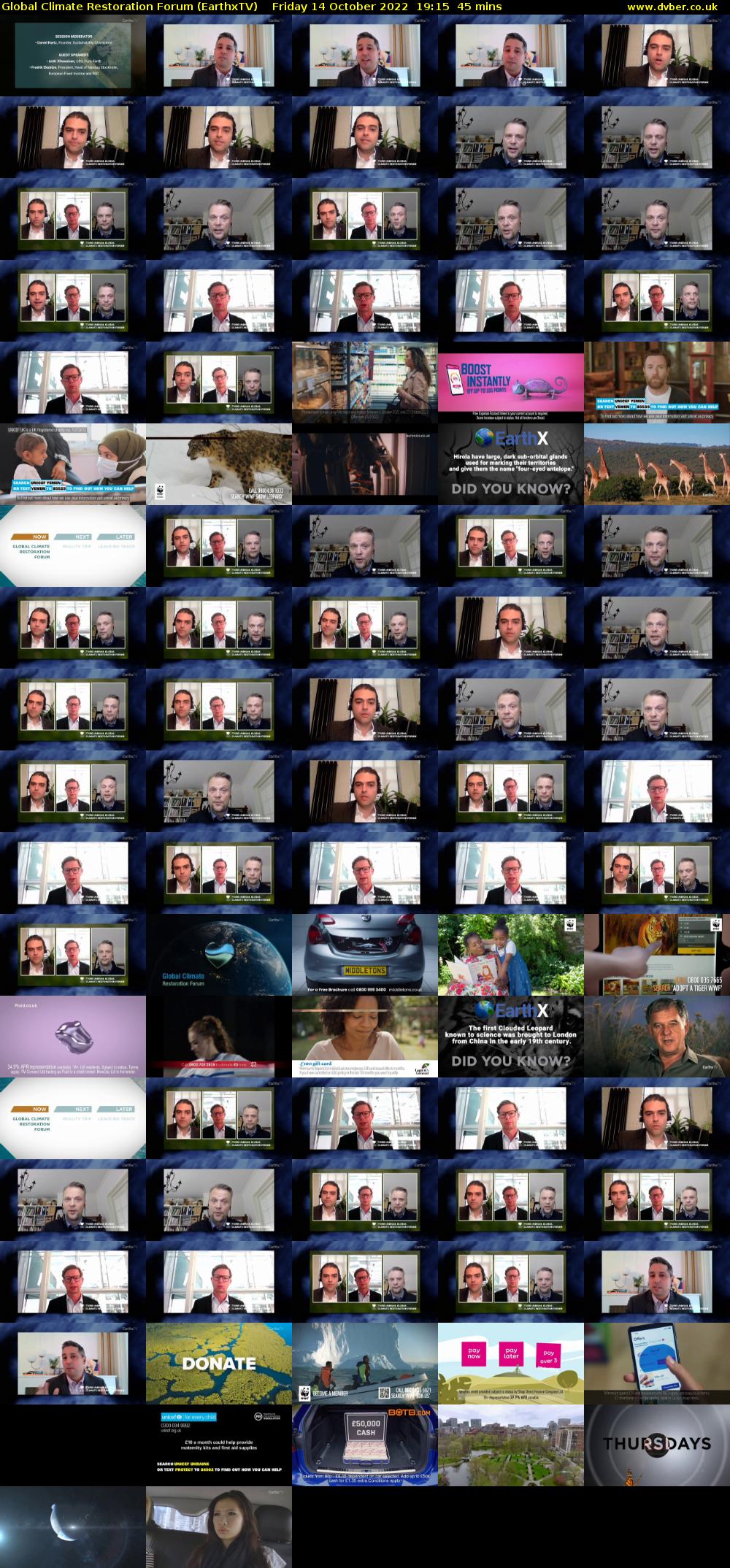 Global Climate Restoration Forum (EarthxTV) Friday 14 October 2022 19:15 - 20:00