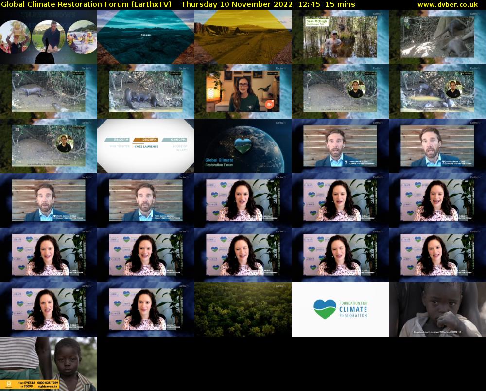 Global Climate Restoration Forum (EarthxTV) Thursday 10 November 2022 12:45 - 13:00