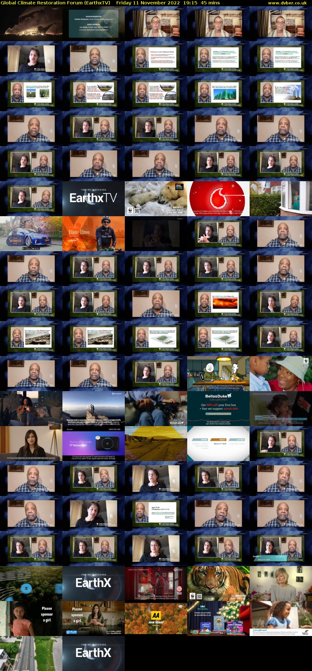 Global Climate Restoration Forum (EarthxTV) Friday 11 November 2022 19:15 - 20:00