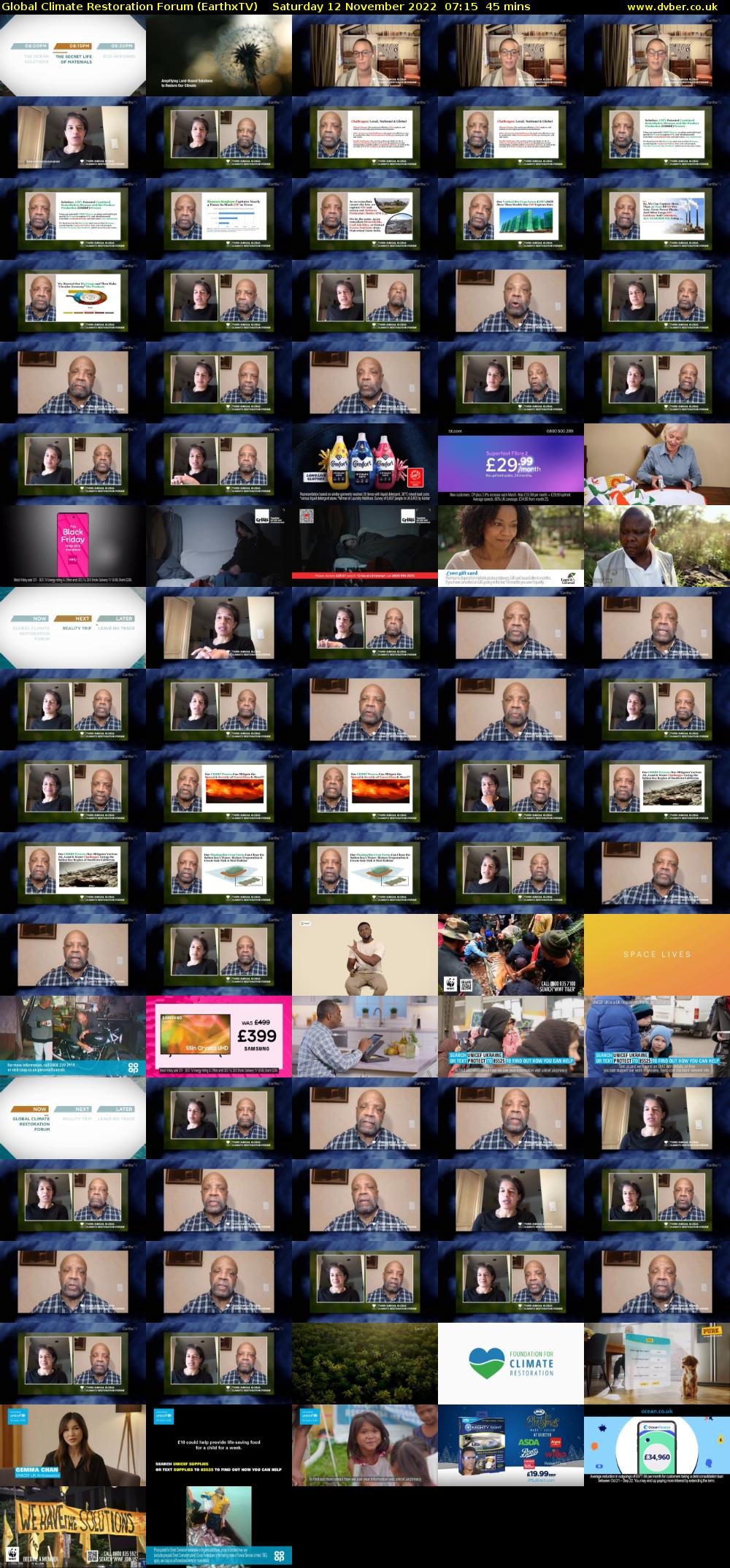 Global Climate Restoration Forum (EarthxTV) Saturday 12 November 2022 07:15 - 08:00