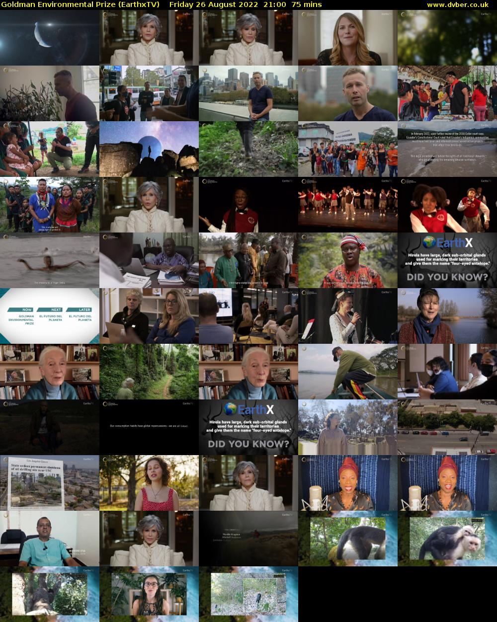 Goldman Environmental Prize (EarthxTV) Friday 26 August 2022 21:00 - 22:15