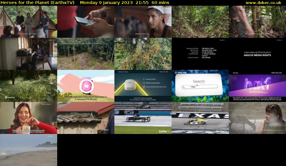 Heroes for the Planet (EarthxTV) Monday 9 January 2023 21:55 - 22:55